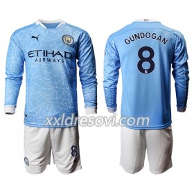 Manchester City Ilkay Gundogan 8 Domaći Dječji Komplet Dresovi za Nogomet 2020-2021 Dugim Rukavima (+ kratke hlače)